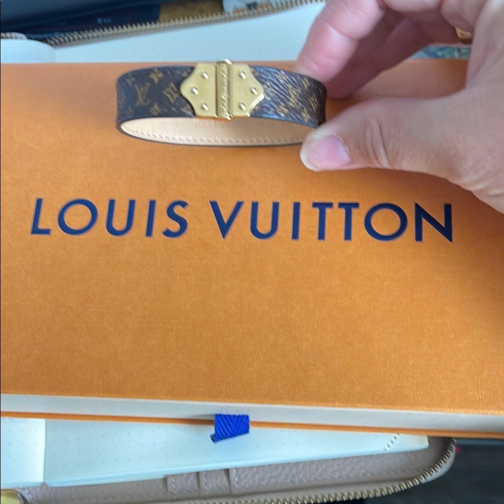 Louis Vuitton Brown Monogram Bracelet with Gold Clasp